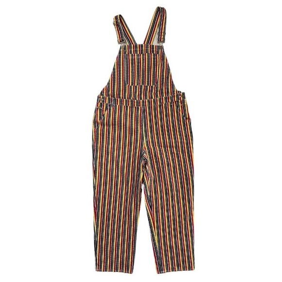 Lazy Oaf Fine Line Stripe Bib Overall Dungarees Red Black Streetwear Kidcore - Picture 1 of 8
